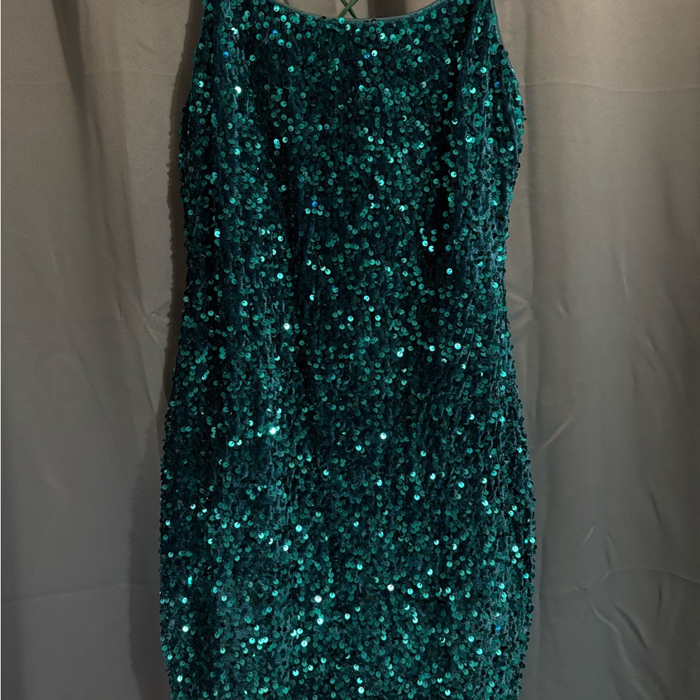 Elegant Teal Sequin Dress